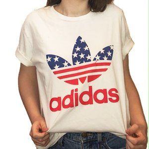 Adidas Red, White, and Blue Tee